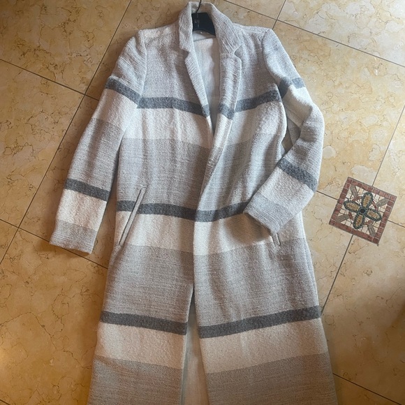 ZARA Stripe Duster Long Coat - Picture 2 of 4